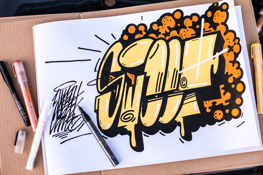 Blackbook mit einer abgebildeten Idee und Inspiration