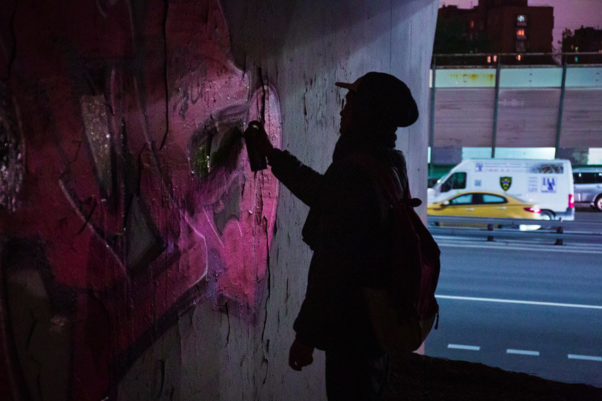 Graffiti-Namen wie Night und Shadow